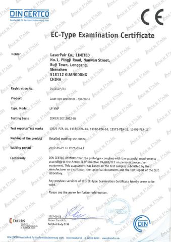 YHP- Diode/ND:YAG/ Fiber Laser Safety Glasses Meet CE EN207 DIN CERTCO certificate from LaserPair Co., Limited