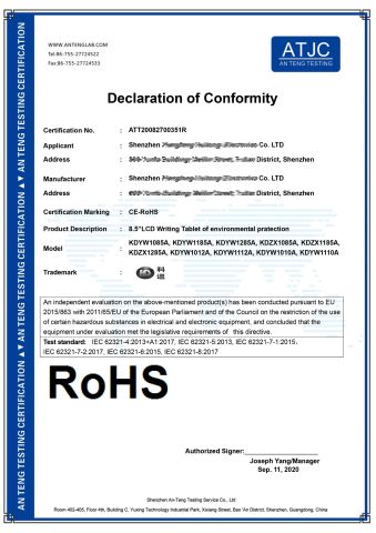 ROHS certificate certificate from Shenzhen Risinno Gift Co., Ltd