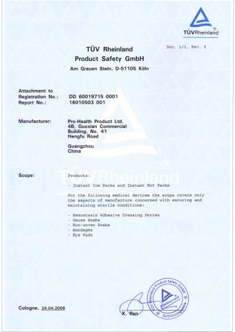 CE Certificate (01) certificate from Pro-Health Product Ltd.