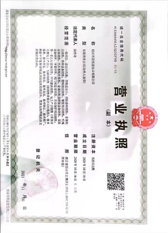 Business License certificate from Shaoxing Sintia Im&Ex Co., Ltd.