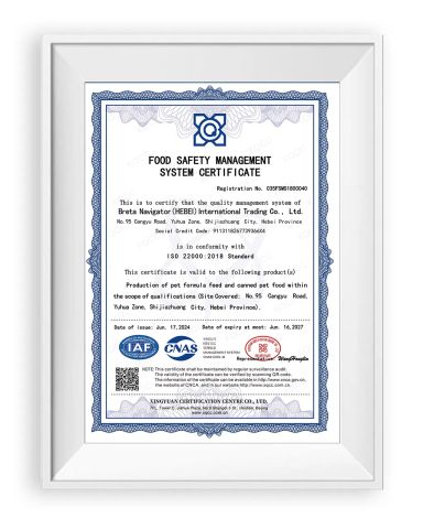 ISO 22000 certificate from Breta Navigator (Hebei) International Trading Co., Ltd