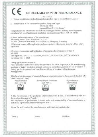 Certificates certificate from Shenyang Autovi Floor Materials Co., Ltd.