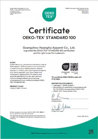 OEKO-TEX STeP certificate from Guangzhou Huanghu Apparel Co., Ltd.