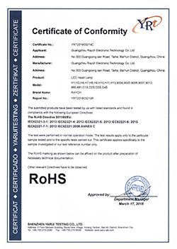 RoHS Certificate certificate from Guangzhou Raych Electronic Technology Co., Ltd.