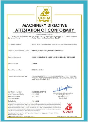 CE certificate from Jinhao Mining Machinery