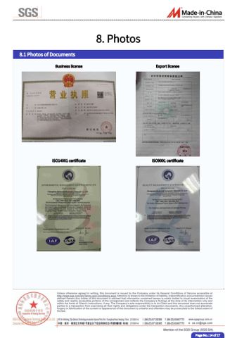 Certification Report certificate from Changzhou Richwood Decorative Material Co., Ltd.