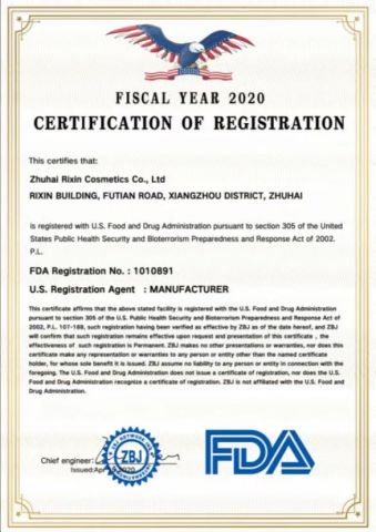 FDA certificate from Foshan City DaiNi Electronic Technology Co., Ltd.