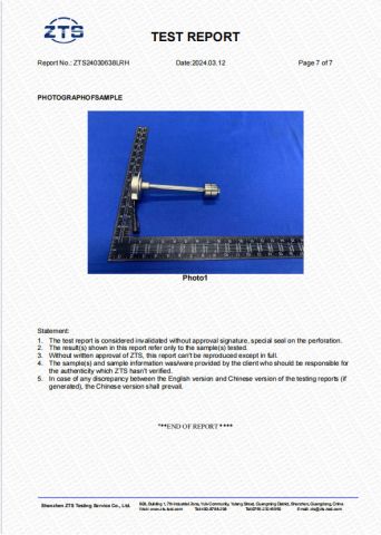 ROHS Test Report certificate from Dongguan Fosselle Electronics Co., Ltd