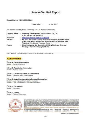 License Verified Report certificate from Pingxiang Yoken Import & Export Trading Co., Ltd.