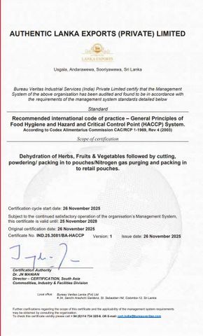 HACCP certificate from Maucho International