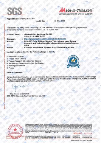 SGS Certificate certificate of Jiangsu Origin Machinery Co., Ltd. – certificate photo, supplier certificates section