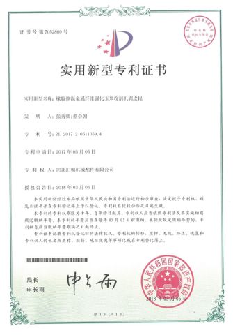 Patent Certificate certificate of Hebei Huichao Machinery Parts Co., Ltd. – certificate photo, supplier certificates section