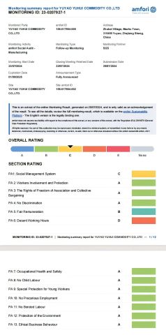 BSCI certificate of YUYAO YUHUI COMMODITY CO., LTD. – certificate photo, supplier certificates section