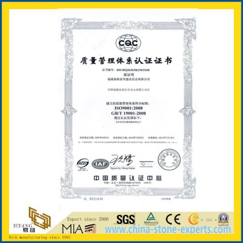 ISO9001:2008 from YEYANG Stone Factory certificate from Xiamen Yeyang Import & Export Co., Ltd.