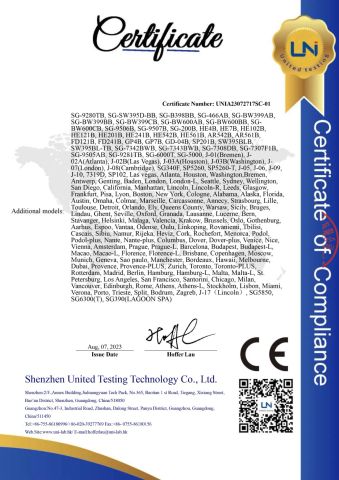 CE Certificate (Outdoor Spa) certificate from GUANGZHOU JOYEE WELLNESS TECHNOLOGY CO., LTD.