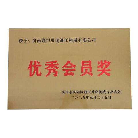 Outstanding Member Award certificate from Hengjinrui (Shandong) Intelligent Manufacturing Co., Ltd.