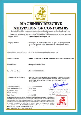 CE Certificate certificate from Jiaozuo Taoding Trading Co., Ltd