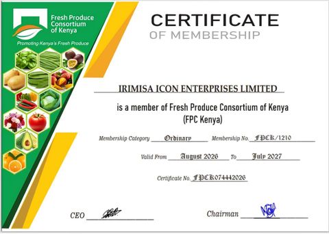 Fresh Product Certificate certificate from MHMD LLC