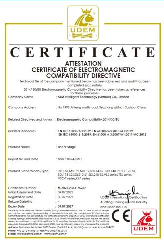 CE Certificate certificate from ALM Intelligent Technology (Suzhou) Co., Limited