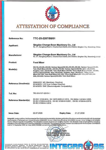 Certificates certificate from Qingdao Change-Soon Machinery C0., Ltd