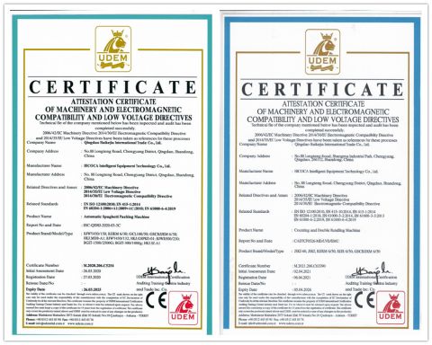 CE certificate from Qingdao HICOCA Food Machinery Co., Ltd