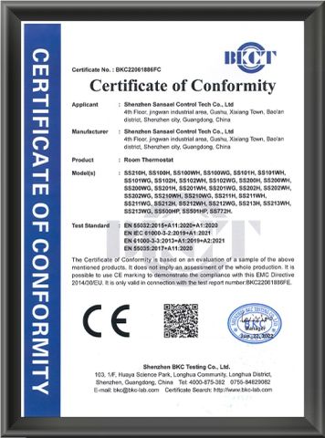 CE2 certificate from Shenzhen Sansael Controls Tech Co., Ltd
