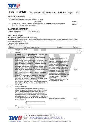 Product Inspection Report certificate from Yongkang Dashing Leisure Products Factory