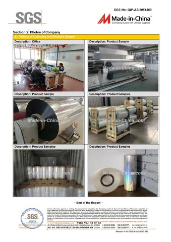 SGS certificate from Shandong Focus Packing Materials Co., Ltd.