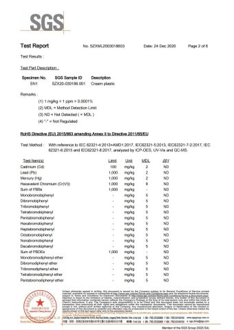 YUSI SGS RoHS report----Coated part_02 certificate from Dongguan Yusi Automation Technology Co., Ltd.