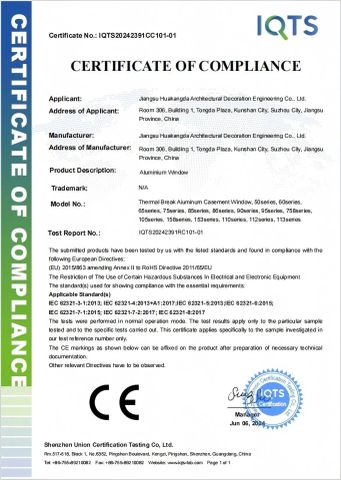 CE-Aluminum Window certificate from Shanghai Love Rain Window and Door Co.,Ltd.