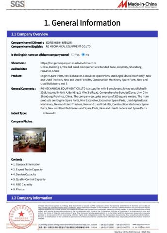 Audit report certificate from RG MECHANICAL EQUIPMENT CO.LTD