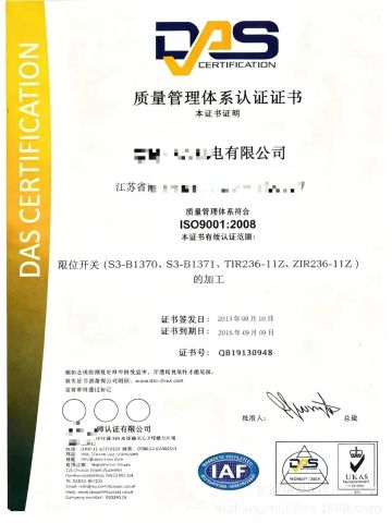 DAS CE certificate from Shaanxi Sdyss Elevator Parts Co., Ltd