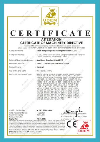 ATTESTATION CERTIFICATE OF MACHINERY DIRECTIVE certificate from Shandong Guard Zenith International Trade Co., Ltd.