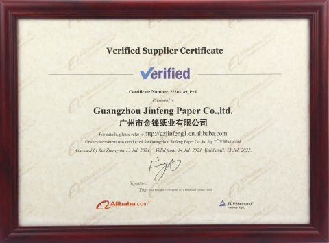 platform certification certificate from Guangzhou Jinfeng Paper Co., Ltd.
