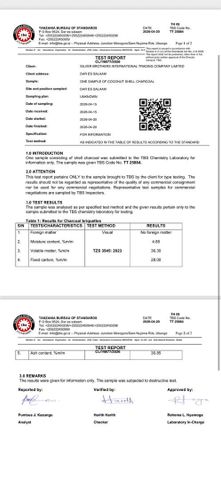 Analysis Report certificate from GIFEX AGRO TANANZIA LIMITED