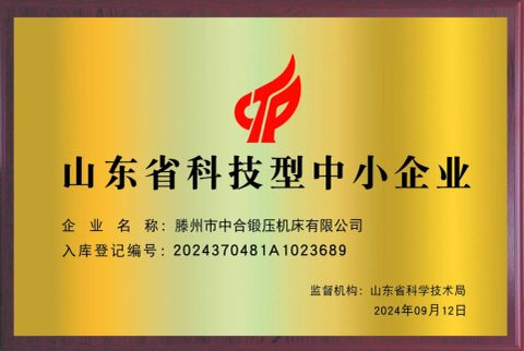 Certificates certificate from Tengzhou Zhonghe Forging Machinery Co., Ltd.