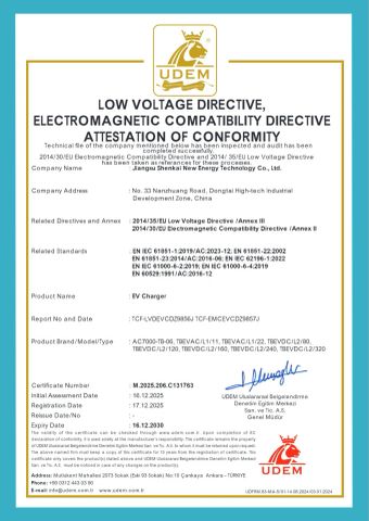 certificate certificate from Jiangsu Shenkai New Energy Technology Co., Ltd