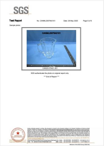 SGS Test Report (Page 6) for High-Quality Glass Jar certificate from Foshan Greafor Import and Export Co., Ltd.