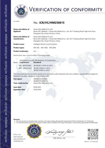 CE certificate from Hunan Eter Medical Co., Ltd.