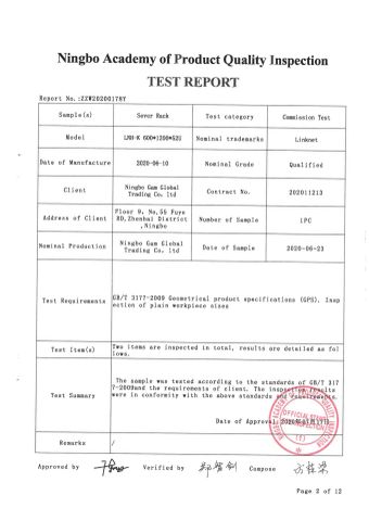 Test Report certificate from Ningbo Gam Communication Equipment Co., Ltd.
