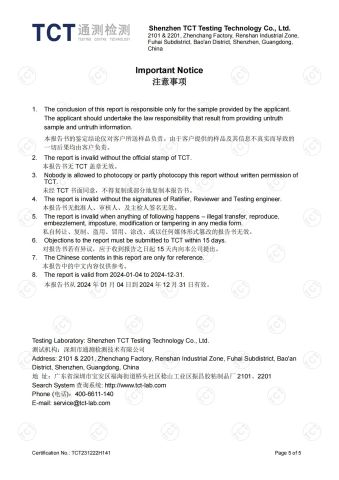 Report for Safe Transport of Goods certificate from MAX (HK) INDUSTRIAL CO., LIMITED