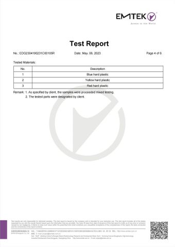 PAHS certificate from Shantou Yanaa Toys Co., Ltd