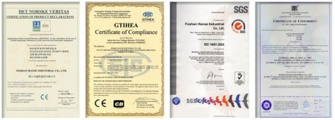 Certificates certificate from Foshan Hanse Industrial Co., Ltd.