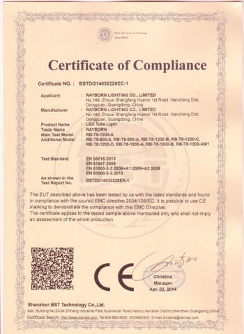 LED Tube Light-CE certificate from Rayborn Lighting Industry Co., Ltd.