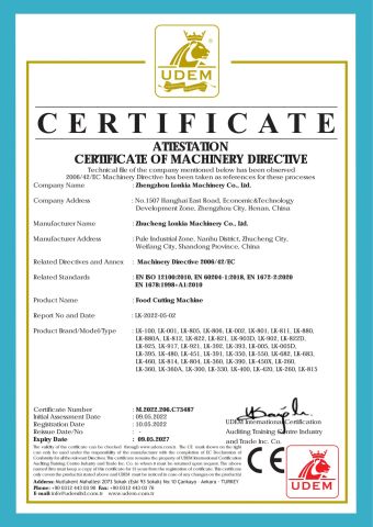 CE02 certificate from Zhucheng Lonkia Co., Ltd