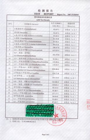 AZO free test report 2 certificate from Shengzhou Deli Plastic Netting Co., Ltd.