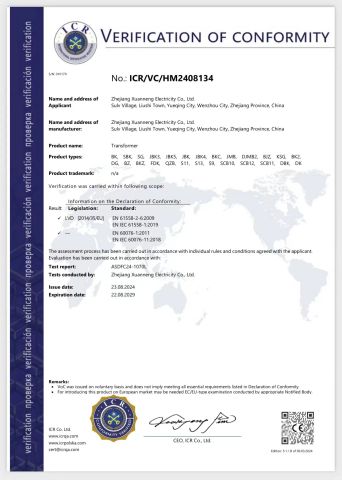 CE certificate from Zhejiang Yuren Electric Co.,Ltd