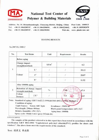 Service life time test certificate from Laizhou Jieli Industrial Co., Ltd.