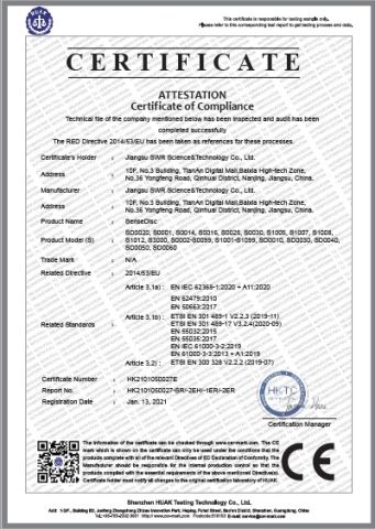 CE certificate from Jiangsu Suweier Science Technology Co., Ltd.