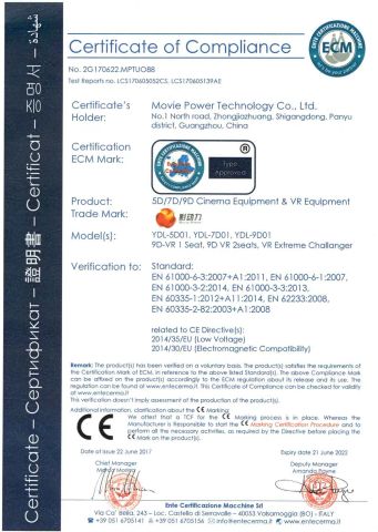 CE certificate from Guangzhou Movie Power Technology Co., Ltd